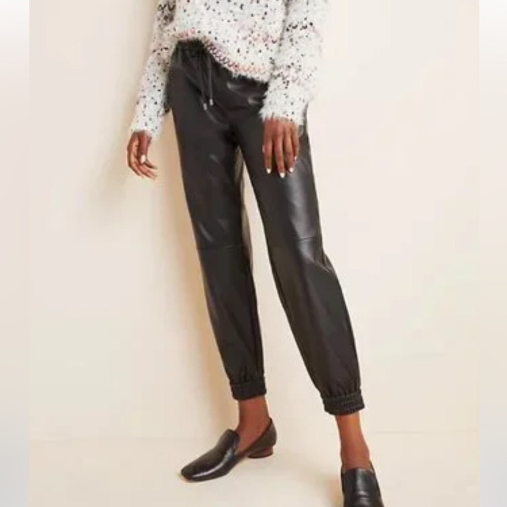 Anthropologie Faux Leather Joggers Size XS